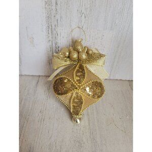 Golden fabric bow sequin unique abstract ornament Xmas